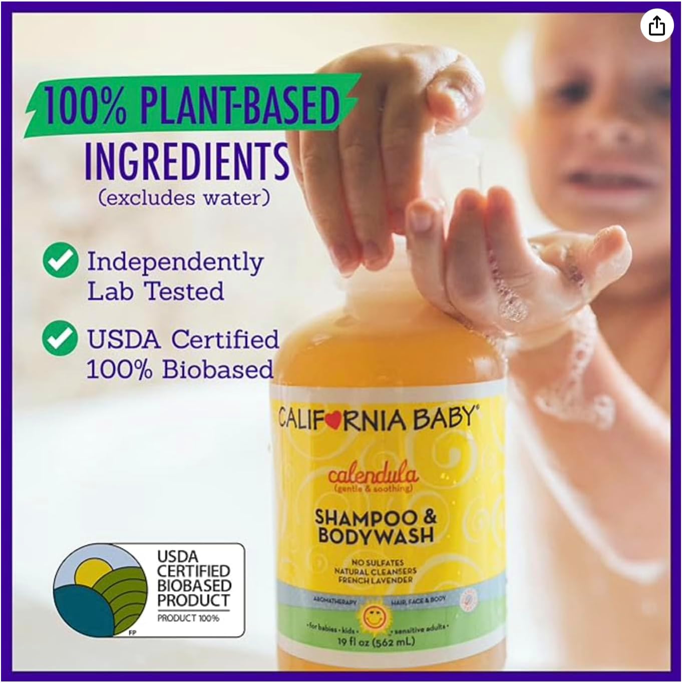 California Baby Calendula Baby Shampoo and Conditioner Set | 100% Plant-Based | 19oz Soothing