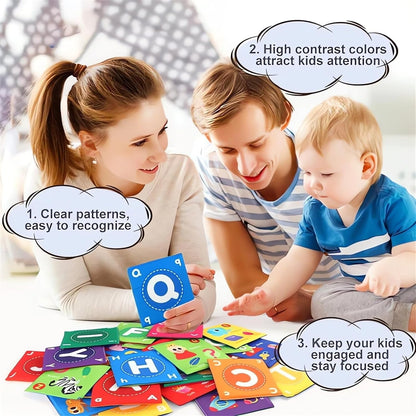Early Childhood Enlightenment 26 Pieces Toddler Soft Alphabet ABC Letter Number Flash Cards Baby Cloth Bath Book Infant Crinkle First Toys Sensory Learning Flashcards (Letter)