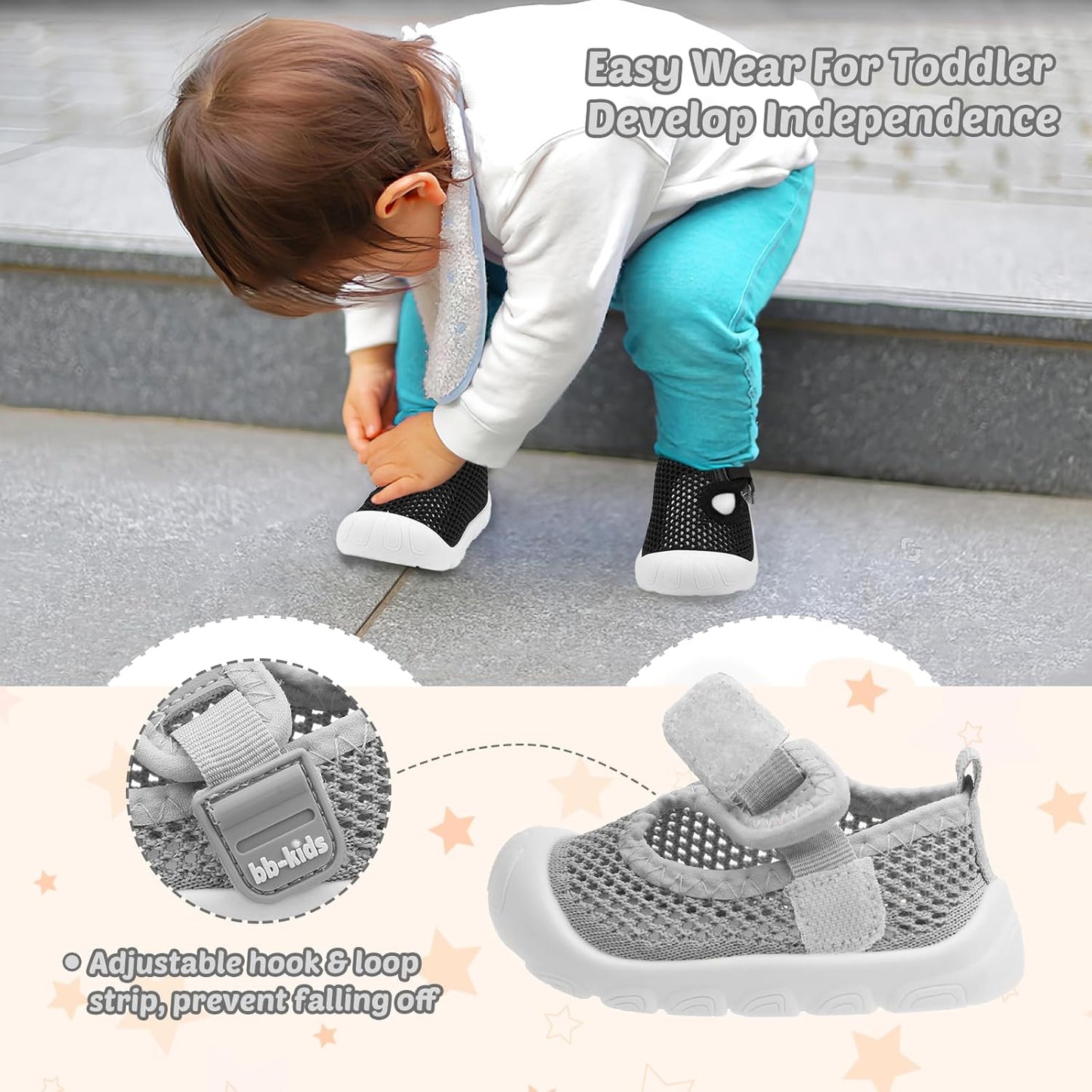 Baby Walking Shoes Toddler Girl Boy Soft Sole Breathable Mesh Slip on Summer Wide Shoes Infant Flexible Lightweight Non-Slip Safer Causal Tennis Shoes Toddler First Walkers Shoes Rubber Soles Outdoor