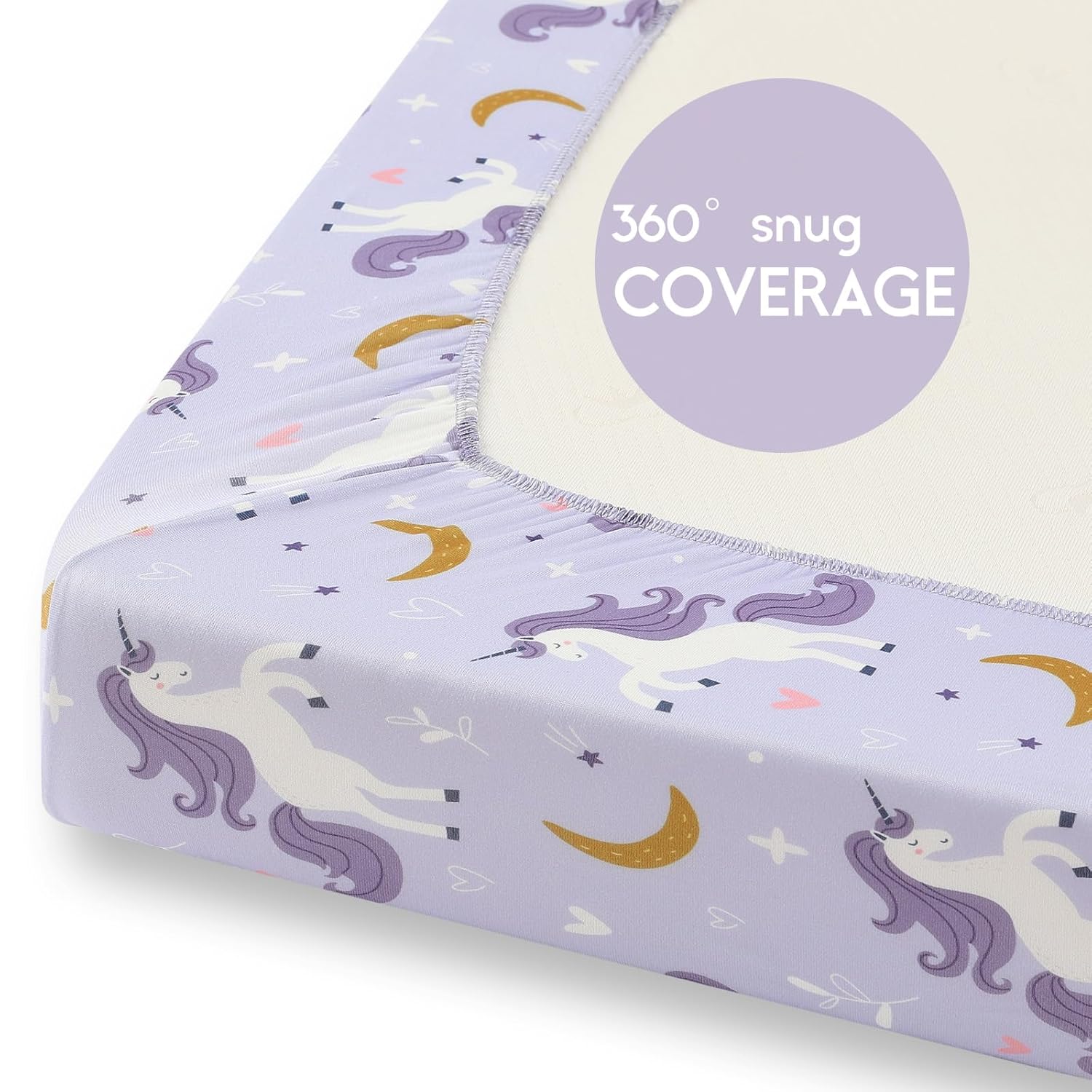 Yoofoss Pack and Play Sheets Fitted, Mini Crib Sheets 2-Pack for Pack N Play Mattress, Stretchy