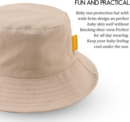 JANGANNSA Cotton Baby Sun Hat Infant Toddler Boys Girls Bucket Hats Summer Sun Protection Kids Beach Caps