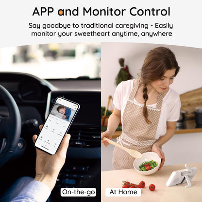 BOIFUN 2K Split-Screen 5 Inch Wi-Fi Baby Monitor with 2 360° Cameras, AI Motion & Sound & Humidity & Temp Detection, Auto Tracking Via Smartphone App and Monitor Control, Infrared Night Vision