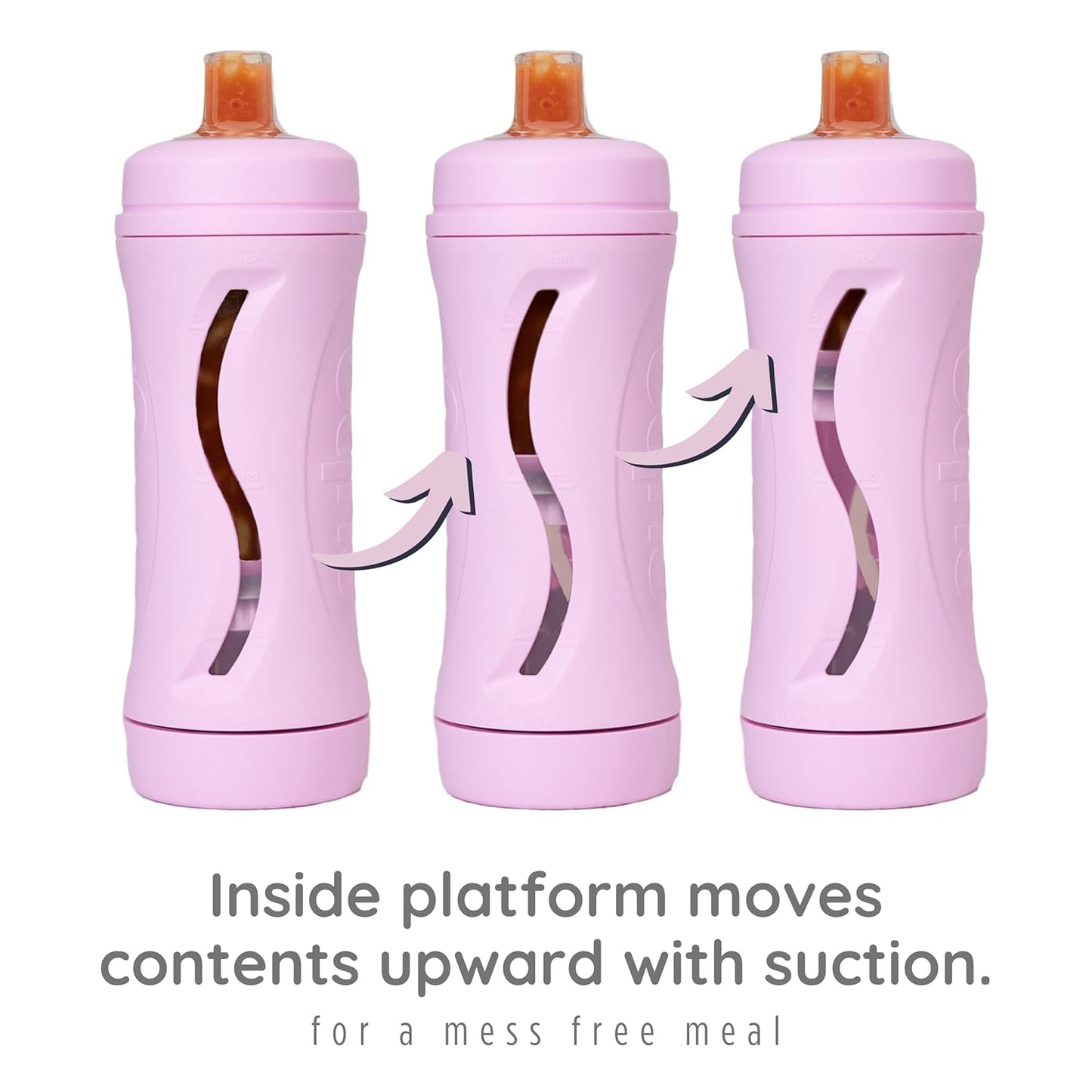 Subo Baby Food Bottle | No Mess Baby Toddler Self Feeder | Squeeze Free Design for Purees, Smoothies, Yogurt, Oatmeal, or Thickened Liquids | Reusable Silicone Washable Cup (Pink)