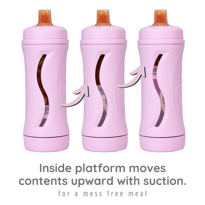 Subo Baby Food Bottle | No Mess Baby Toddler Self Feeder | Squeeze Free Design for Purees, Smoothies, Yogurt, Oatmeal, or Thickened Liquids | Reusable Silicone Washable Cup (Pink)