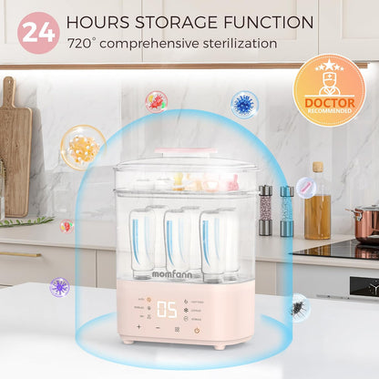 Bottle Sterilizer and Dryer, All-in-One Electric Steam Sterilizer Bottle Sanitizer for Baby