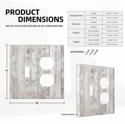 Wallplates Rustic Vintage White Wood Grain 1 Toggle 1 Duplex Switch Plate Electrical GFCI Faceplate Decorative Light Switch Covers for Farmhouse Home Decor