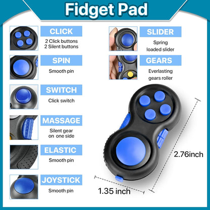 3PC Fidget Toys Adults Set, Cool Mini Gadget Sensory Pack with Infinity Fidgets Cube Figette Pad Magnetic Rings ADHD Anxiety Relief Stress Toys for Teen Office Desk Toy for Boy & Girls -Blue