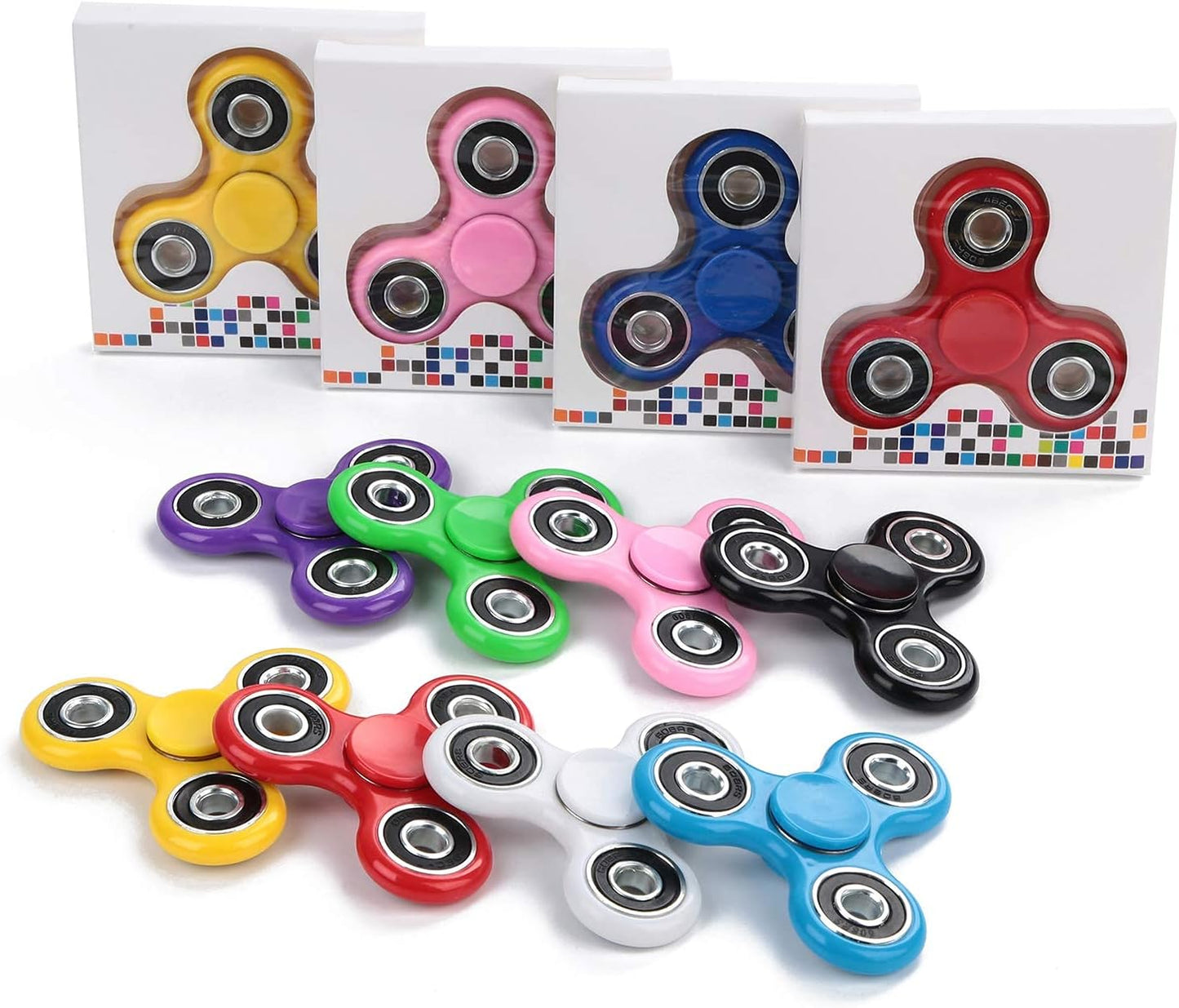 SCIONE Fidget Spinner Bulk 10 Pack Tri-Spinner Office Desk Classroom ADHD Anti Anxiety Focus Finger Fidget Spinners Stress Relief Toys Gifts for Adults Kids Party Favors Easter Basket Suffers