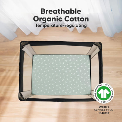 2-Pack Mini Crib Sheets Fitted - 38x26 Pack N Play Sheets for Pack and Play Mattress, Organic