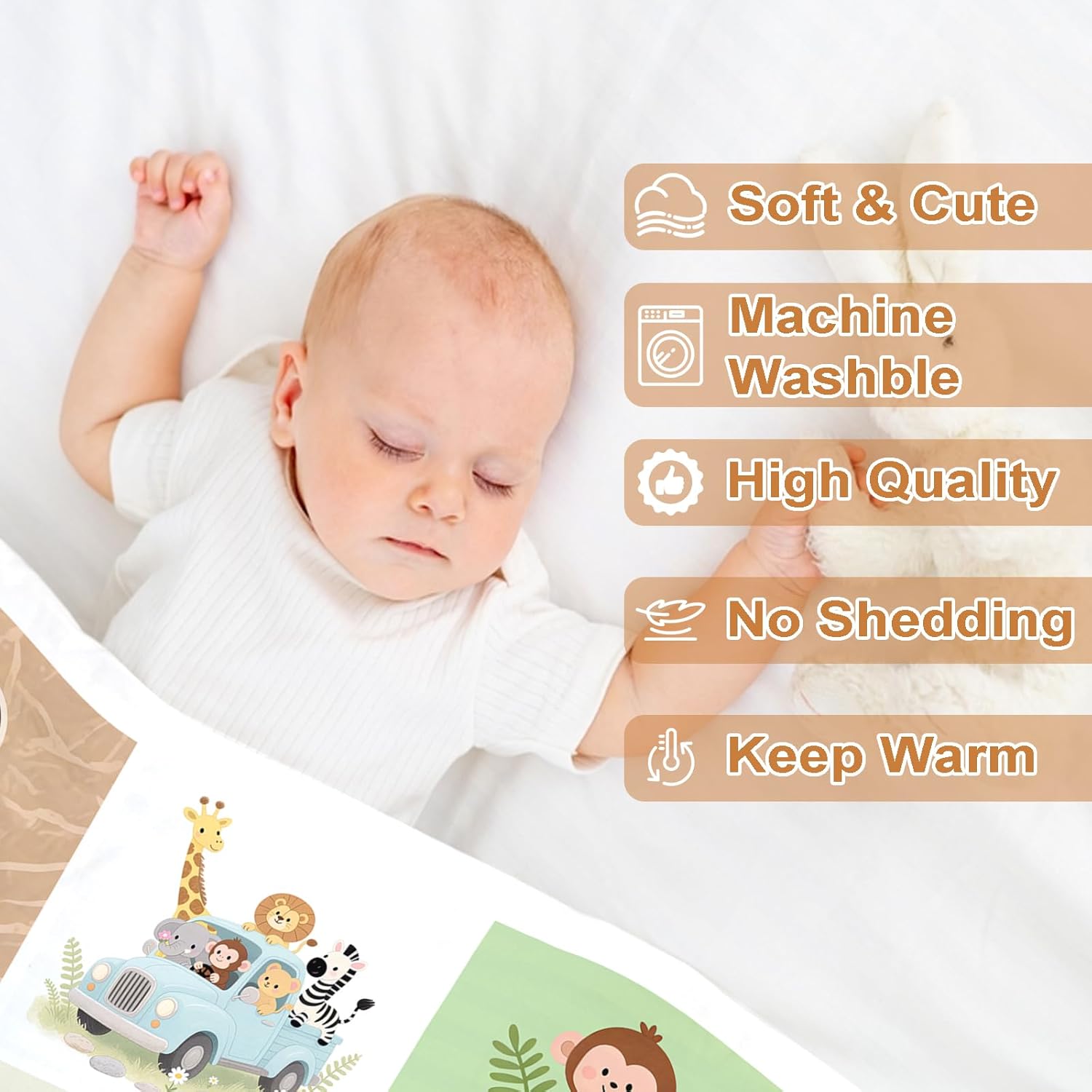 Ship Next Day, Personalized Baby Blanket – Printed in USA, Custom Baby Blanket for Boys & Girls