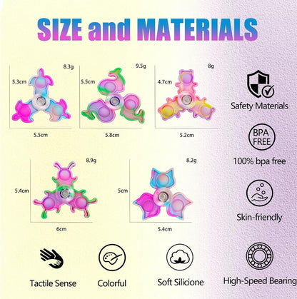 40 Pcs Pop Fidget Spinner Fidget Toys,Party Favors Supplies Birthday Gifts Goodie Bags Stuffers for Kids Adults,Sensory Toys for Anxiety ADHD Stress Relief,Carnival Treasure Box Toys Classroom Prizes