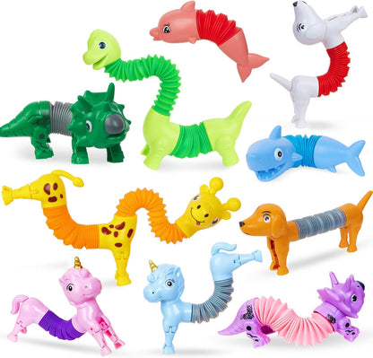 10 Pack Pop Tubes,Dog pop Tubes, Animal pop Tubes Fidget Toys,Sensory Tubes Fidget Toys for Kids,Toddler Sensory Toys,Fidget Tubes Party Favors,School Reward,Gift for Kids(10 Pcs, Classic Style)