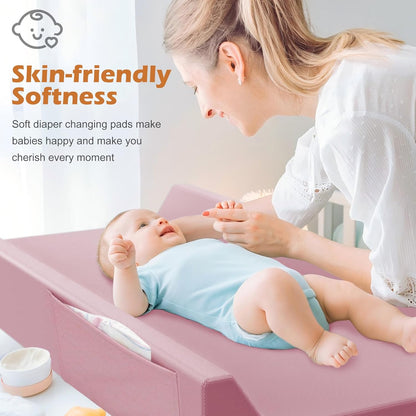 Vegan Leather Baby Changing Pad, Waterproof & Wipeable Soft Diaper Changing Mat 32“ x 16.6" Comfortable Infant Changing Station for Dresser & Table