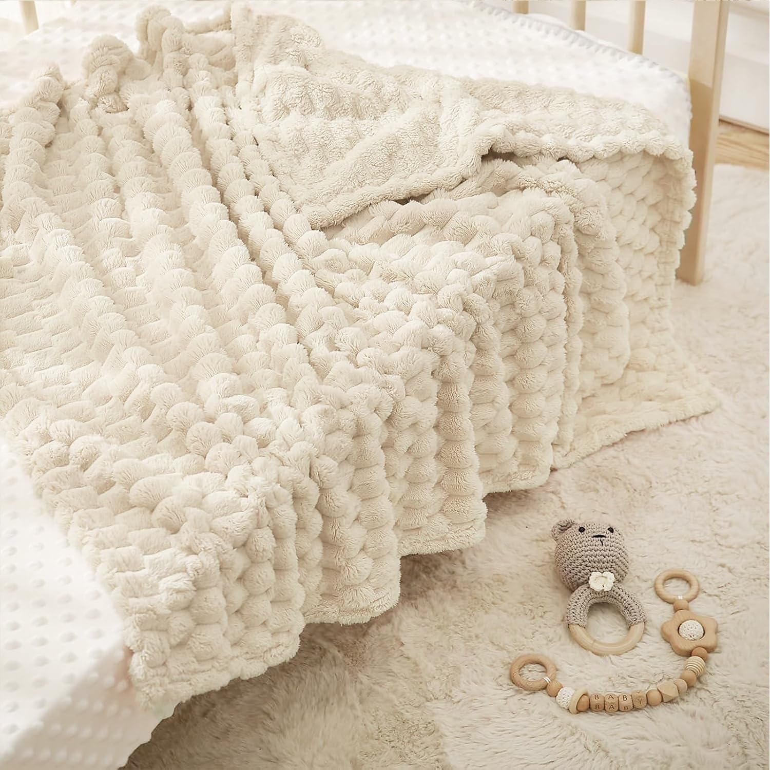 HOMRITAR Baby Blanket for Boys Girls 3D Flannel Fleece Fluffy Blankets for Baby Soft Plush