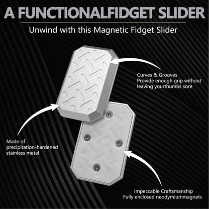 Magnetic Metal Fidget Toys, Aluminium Alloy Push Card Fidget Slider Stress Relief Toy, EDC Adult Fidget Toys, ADHD Autism Sensory Toys, Office Desk Toys for Boyfriend and Father (Black)