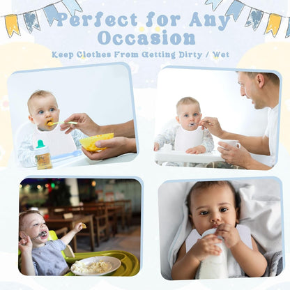 Toulite 20 Pcs White Bibs for Baby Washable Reusable Waterproof Cotton Feeder Bibs with Double Sided Design
