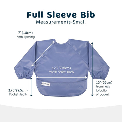 Tiny Twinkle Mess Proof Baby Bibs, 2pk Waterproof Smock Baby Bibs for Eating, Machine Washable Long Sleeve Bibs, Baby Led Weaning, Toddler Bibs, BLW Supplies (Periwinkle Putty, Small 6-24 Months)