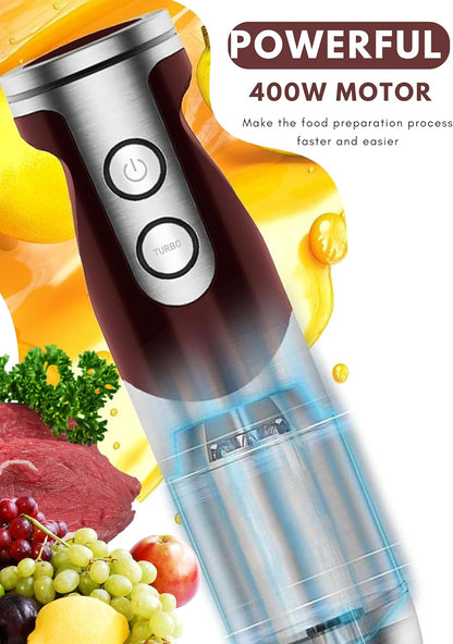 MegaWise Pro Titanium Reinforced 5 in1 Immersion Hand Blender, Powerful with 80% Sharper Blades, 12