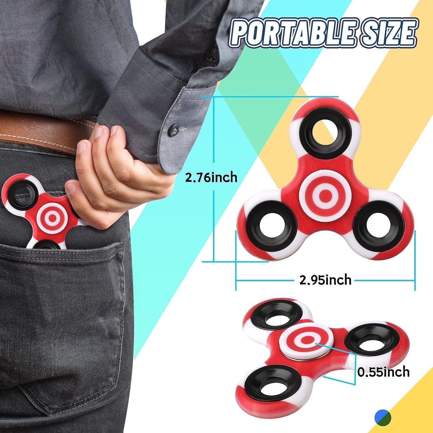 12 Pack Fidget Spinner Toy Bulk for Kids Adults, Metal Tri-Spinner Fidget Set, Hand Spinner for