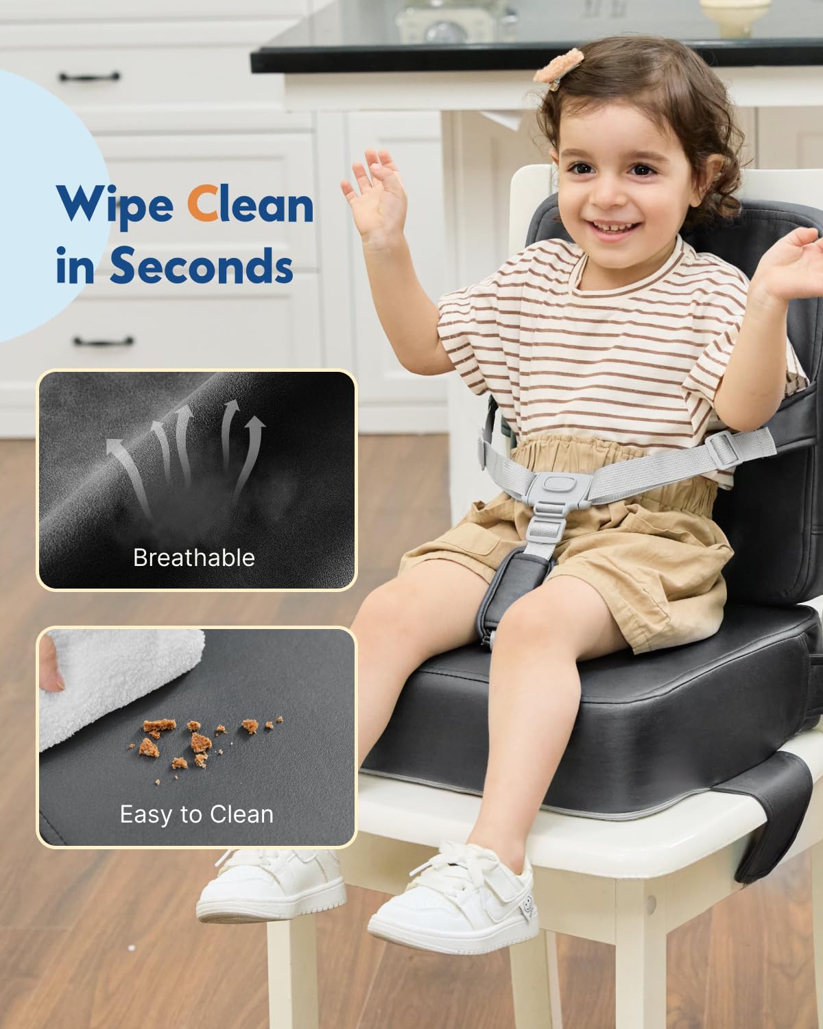 HOMEAL Booster Seat for Kitchen Chair - Toddler Booster Seat for Dining Table - Dining Seat with