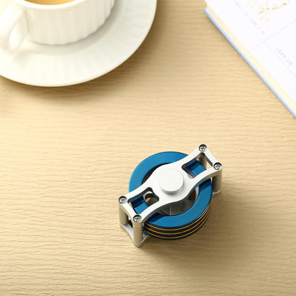 Metal Spinning Top Fidget Toys Perpetual Motion Machine, Silent Spinners Gyro Desk Toys Tech Gadgets for Adults with Anxiety, Kinetic Toy Long Lasting Exceed 30 Mins, Illusion Shiny Blue