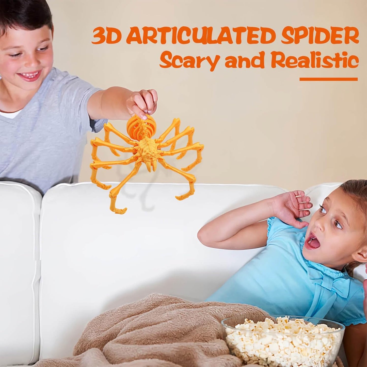 3D Printed Spider Fidget Toys, 1 Pack Articulated Fake Spider Figures Party Favors for Birthday Halloween Christmas, Stress Relief Desk Toys for Classroom Office Home (Silk-Gold)