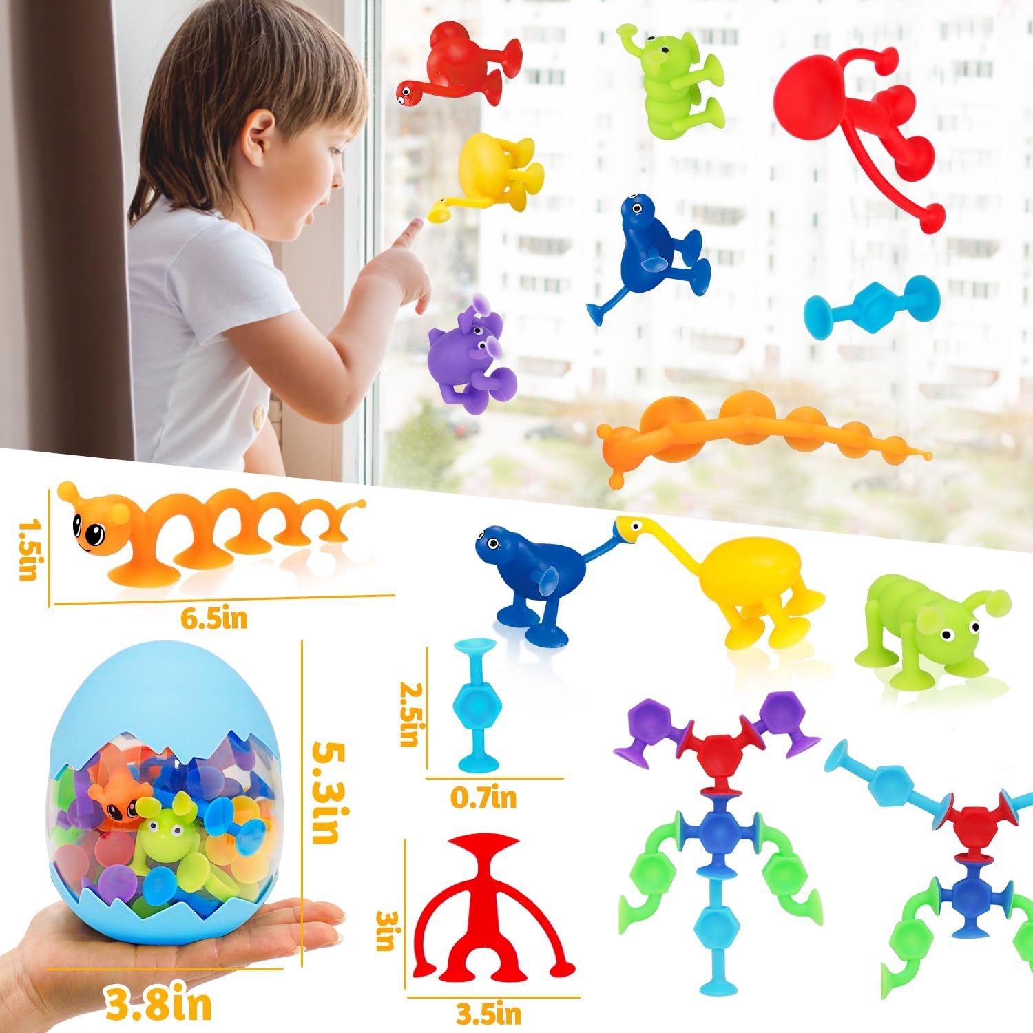 32 PCS Toddler Suction Cup Toys Kids Bath Toy 1-3 3-5 Party Favor Goody Prize Filler Stuffer Gifts