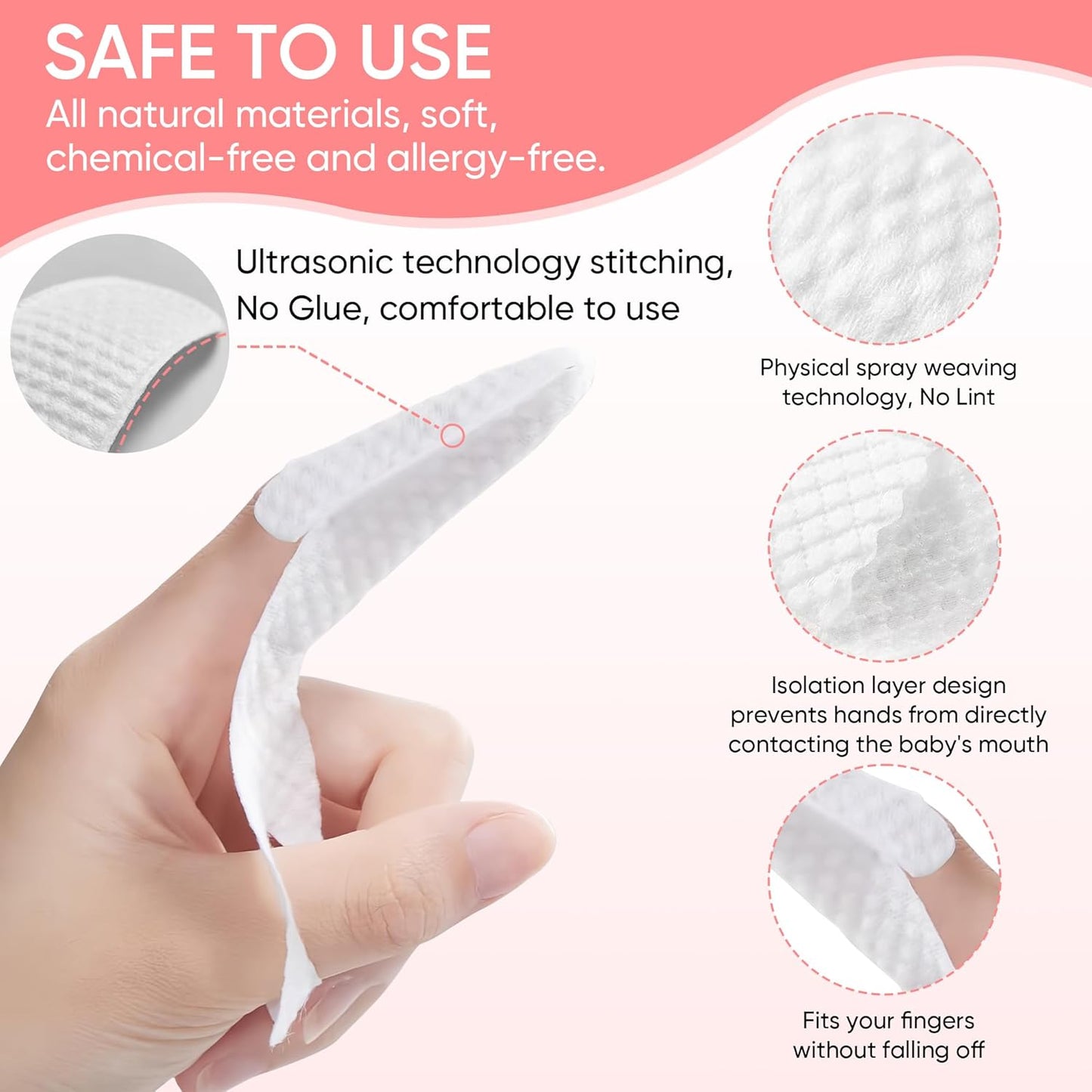EASICUTI 40Pcs Baby Finger Toothbrush, Dry Wipes Baby Toothbrush, Baby Tongue Cleaner, Newborn