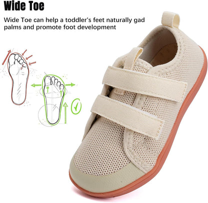 WateLves Toddler Little Kids Wide Barefoot Shoes The First Walking Shoes Girls Boys Breathable Zero Drop Minimalist Sneakers with Wide Toe Box Natural to Grow