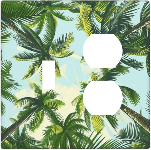 Summer Sky Coconut Palms Trees Green Plants Leaf Wallplates 1 Toggle 1 Duplex Switch Plate