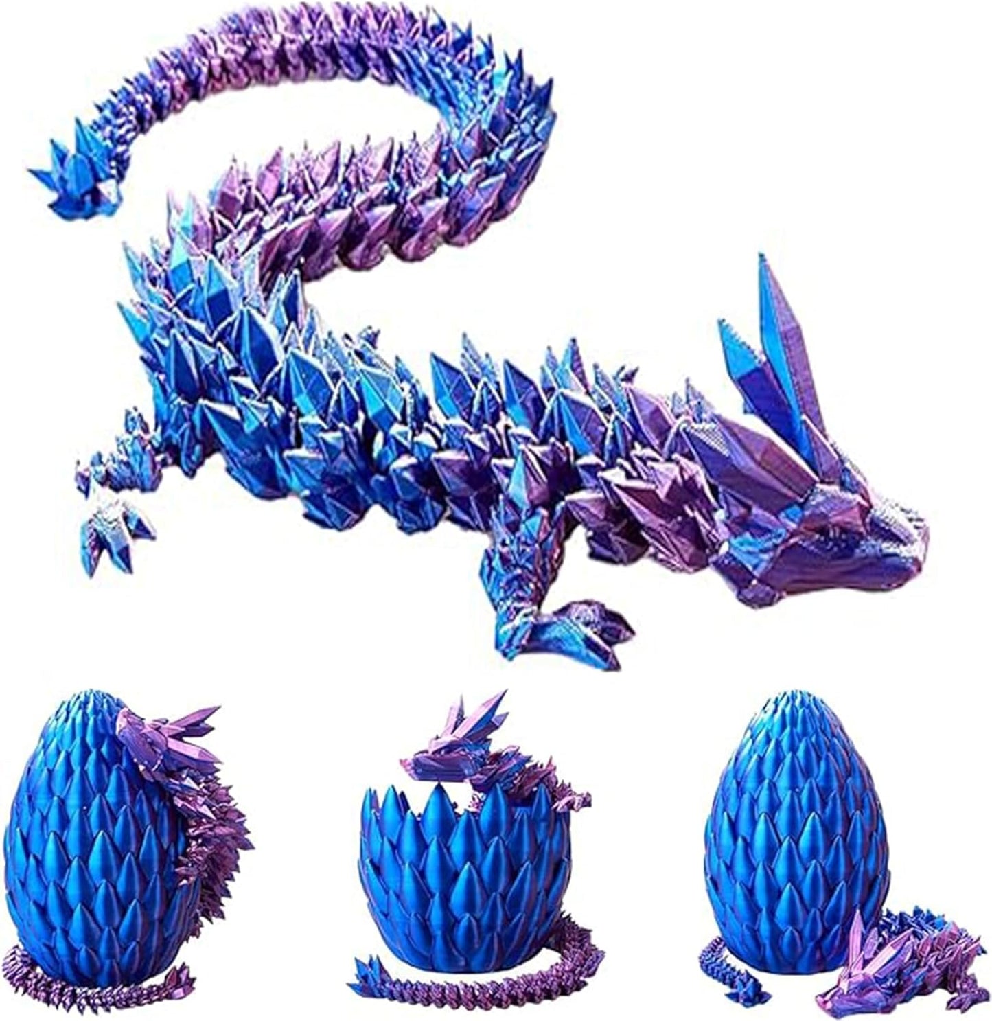 Dragon Egg,3D Printed Articulated Dragon,Dragon Eggs with Dragon Inside,Dragon Toy,3D Printed Dragon Egg Fidget Toys,New Full Articulated Dragon Crystal Dragon (Purple)