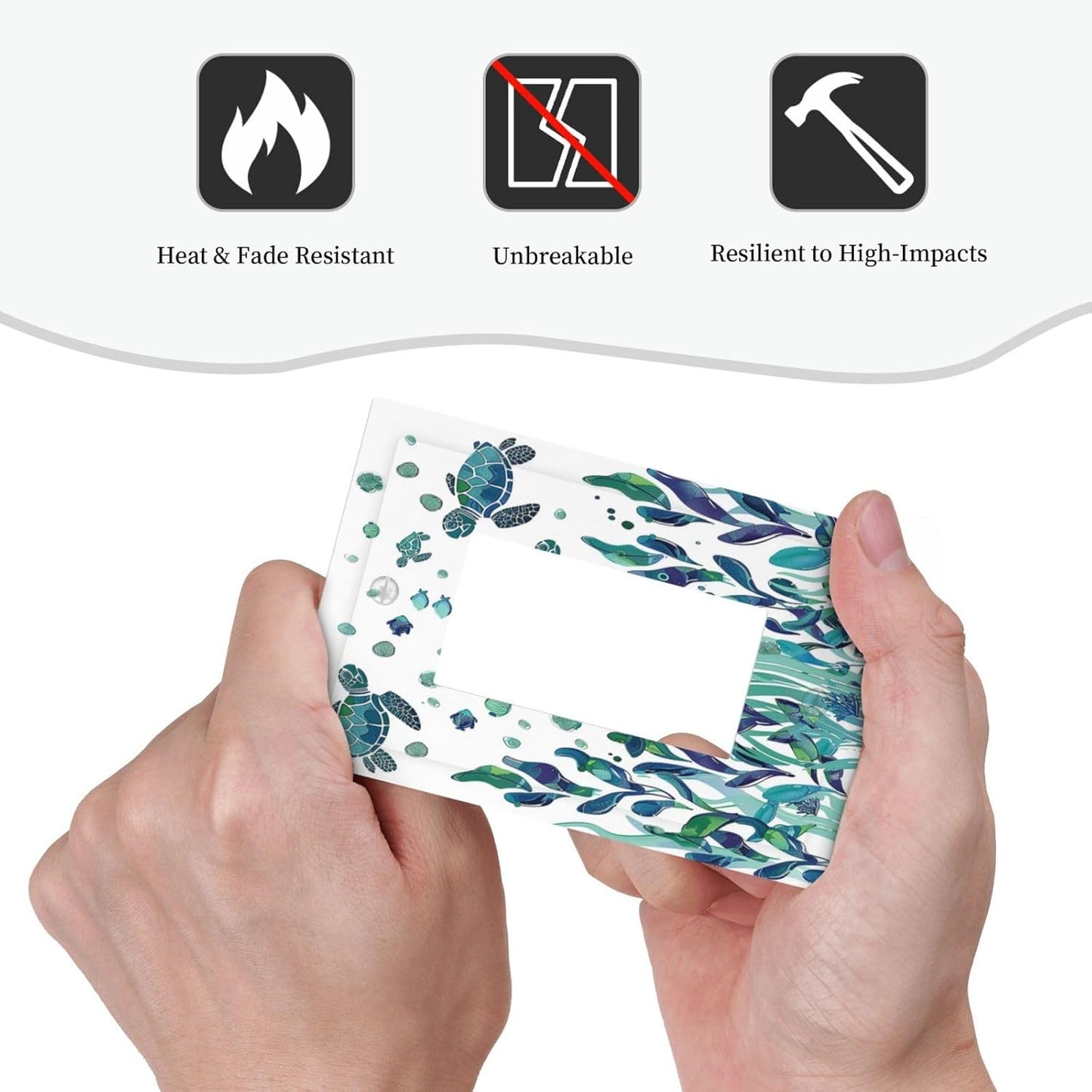 Decorative Outlet Covers Vibrant Turtle Seagrass Watercolor Painting 1 Gang Single Rocker Light Switch Cover Plate Wall Plates GFCI Faceplate for Bathroom living Room Decor