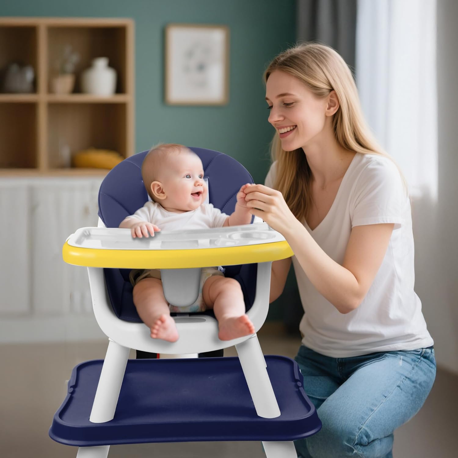 4 in 1 Baby High Chair, Toddler Chair with Removable Tray, Convertible High Chairs for Babies and