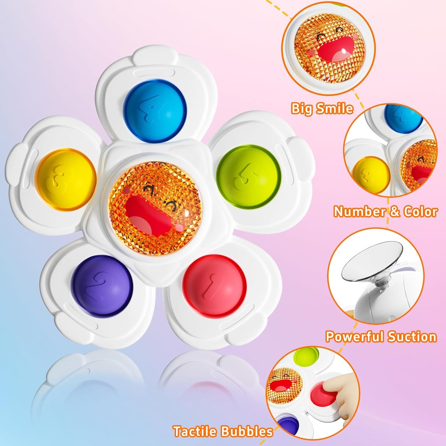 Suction Spinners Baby Toys, Sensory Toys for Toddlers 1-3, Spinner Toys for Babies 12-18 Months, High Chair Toys Baby Travel Essentials for Flying, Birthday Gift for 1 Year Old Boy Girls