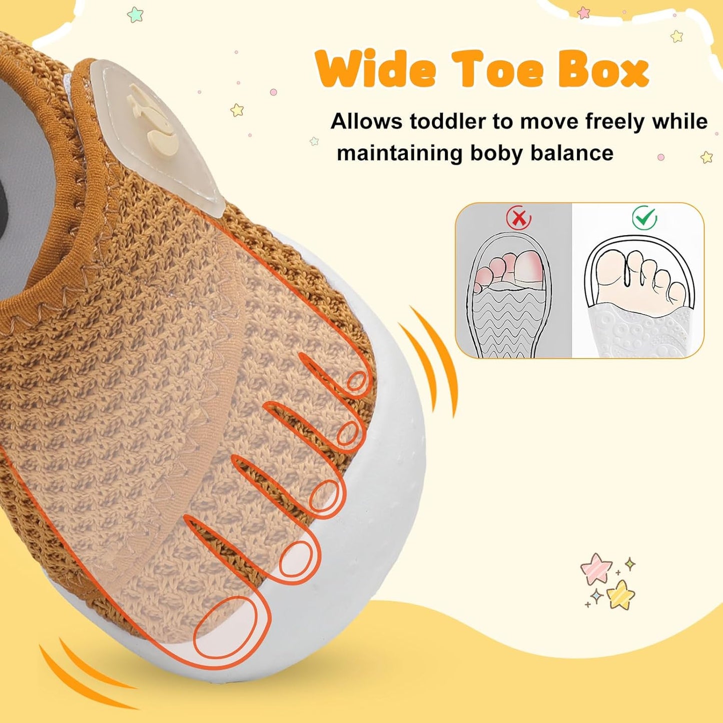 FEETCITY Baby First Walking Shoes Wide Baby Shoes Infant Sneakers Newborn Crib Shoe Barefoot Lightweight Slip On Shoe