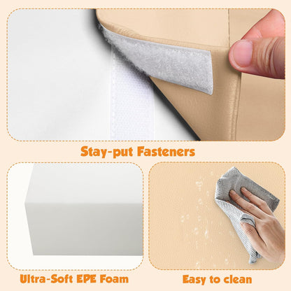 4-Piece Soft PU Leather Toddlers Climbing Toys, Baby Foam Climbing Blocks for Toddlers 3, Foam Play Gym Climbing Structures, Indoor Climb and Crawl Activity Play Set (White and Coffee)