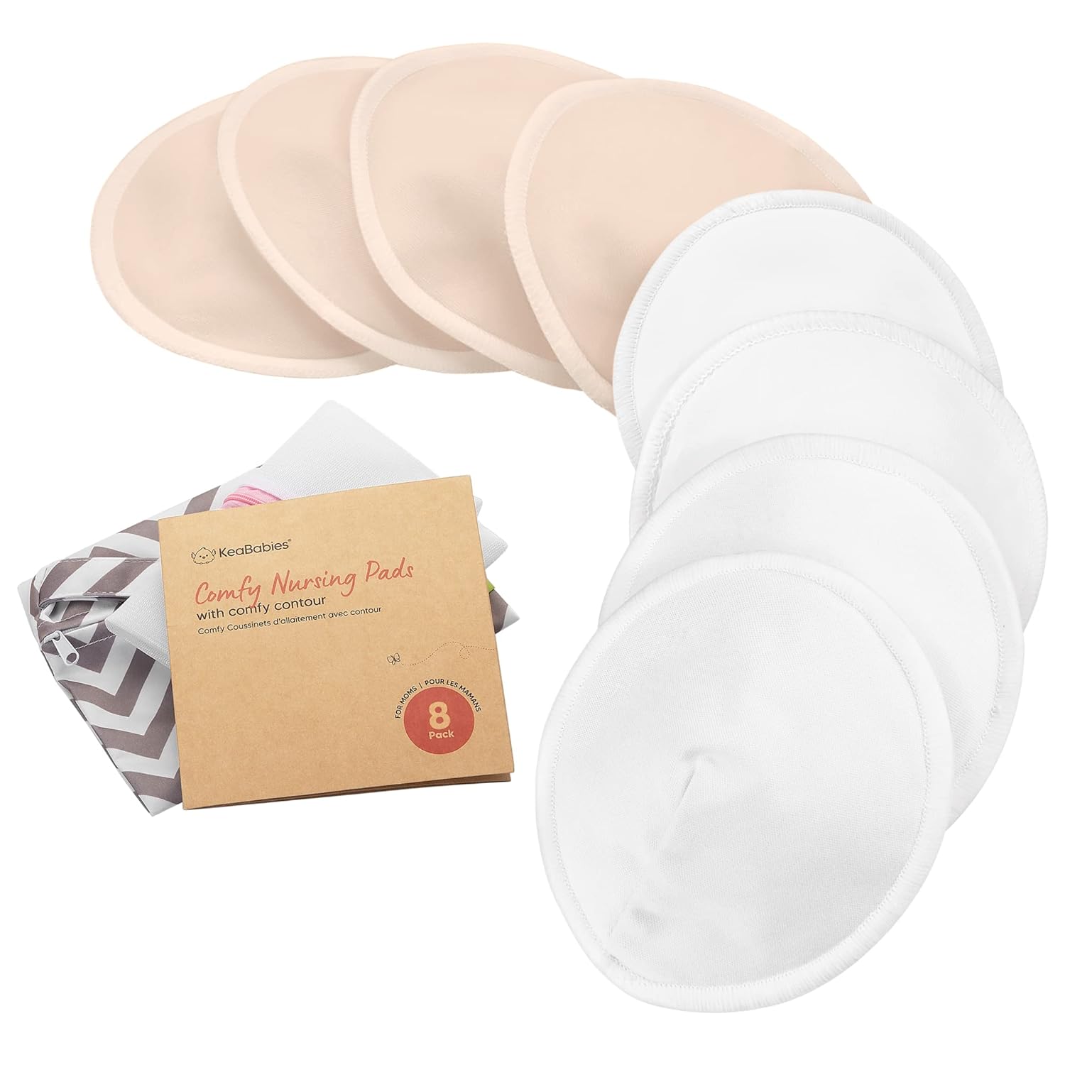 Organic Nursing Pads - 8 Washable Viscose Derived from Bamboo Breastfeeding Pads, Wash Bag