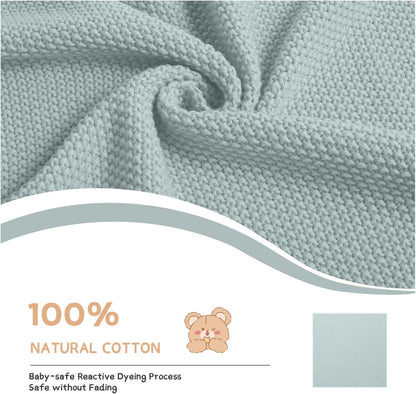 Cotton Baby Blankets 100% Knit Soft Warm Lace Toddler Newborn Nursery Receiving Blankets,30 X 40 Inches, Green