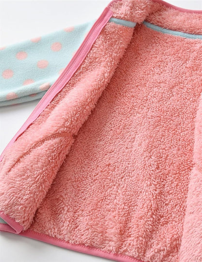 Kids Printed Polar Fleece Jacket Toddler Baby Boys Girls Autumn Winter Warm Sherpa Lining Outerwear Soft Lightweight
