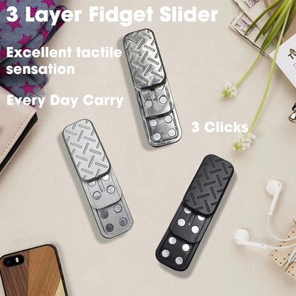 Fidget Slider 3 Layer EDC Metal Magnetic Fidget Toys Adults, Desk Toys Gift for Stress Relief (Silver)