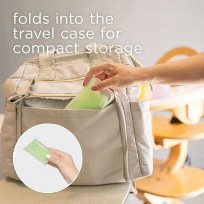 Olababy Fold N Go Silicone Baby Bib w Travel Case | Lightweight Design Eases Pressure Bruising for