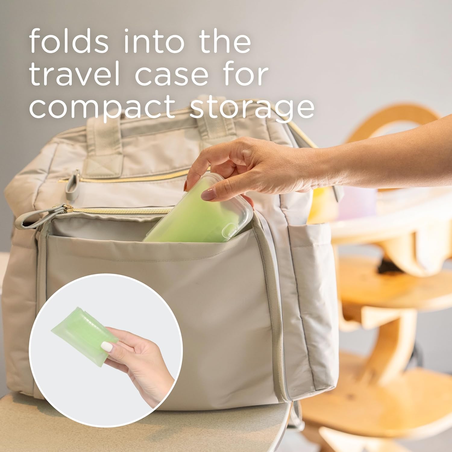 Olababy Fold N Go Silicone Baby Bib w Travel Case | Lightweight Design Eases Pressure Bruising for