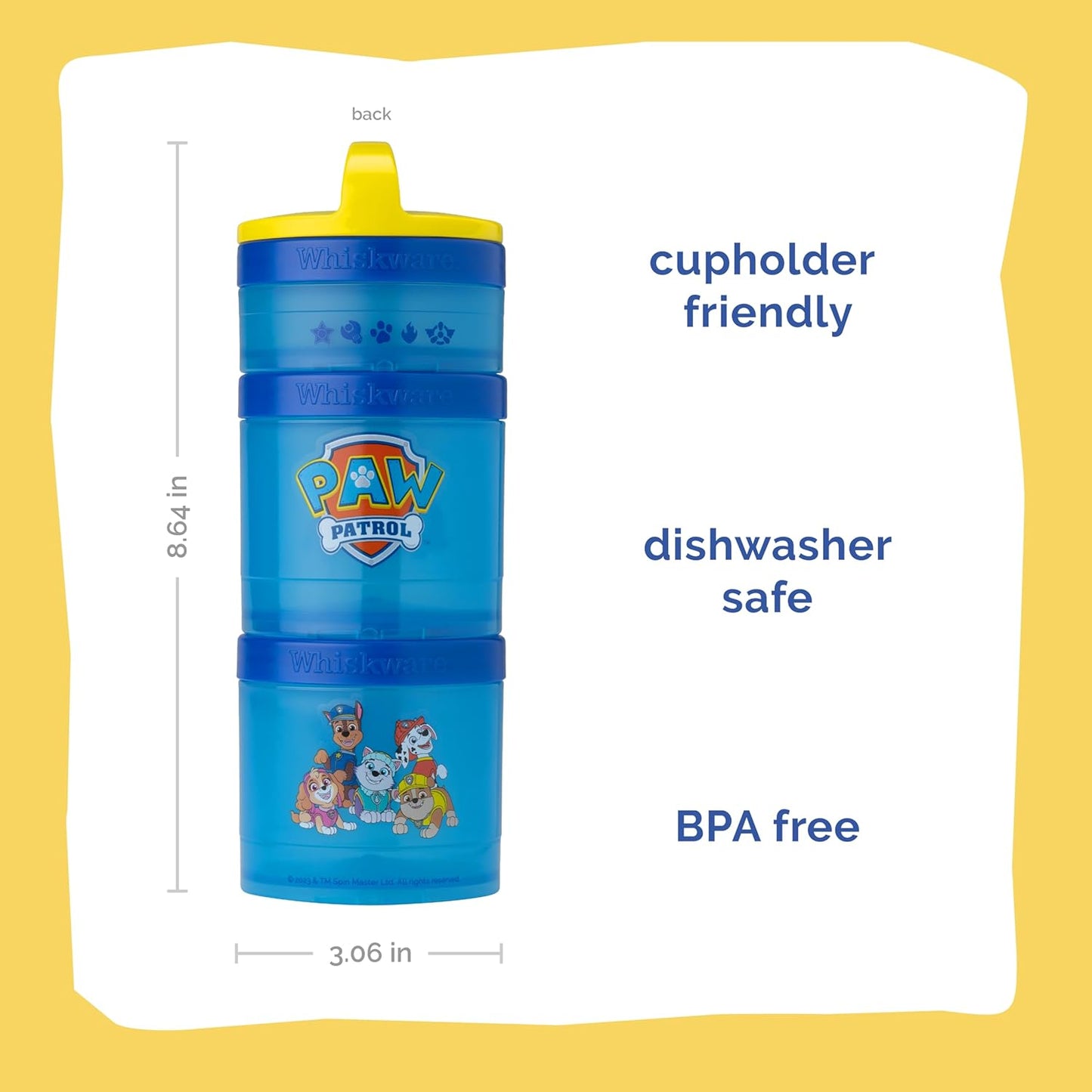 Whiskware Paw Patrol Stackable Snack Containers for Babies, Kids, and Toddlers, 3 Stackable Snack