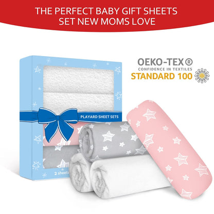 Pack and Play Sheets & Waterproof Terry Pack N Play Mattress Protector Pad Cover 4 Pack, Viscose
