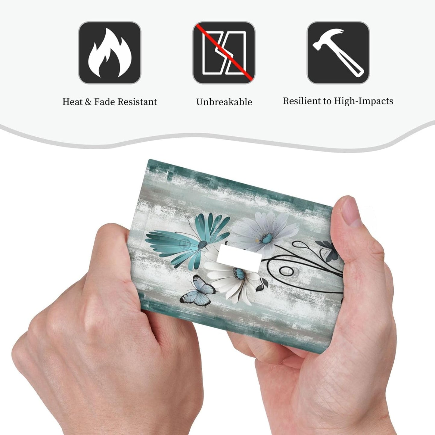 Decorative Light Switch Cover Rustic Teal Daisy Floral Flowers Butterfly Wood Grain 1 Gang Single Toggle Device Electrical Faceplate Switchplates Decorator Outlet Wall Plate for Bathroom