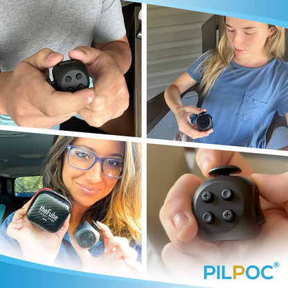 PILPOC theFube Fidget Cube with 12 Sides - Handy Anxiety Toys for Kids and Adults - Fidget Dice for Stress Relief & Focus - Anti Stress Cube for ADHD, ADD, with Carry Case (Light Blue & Mix)