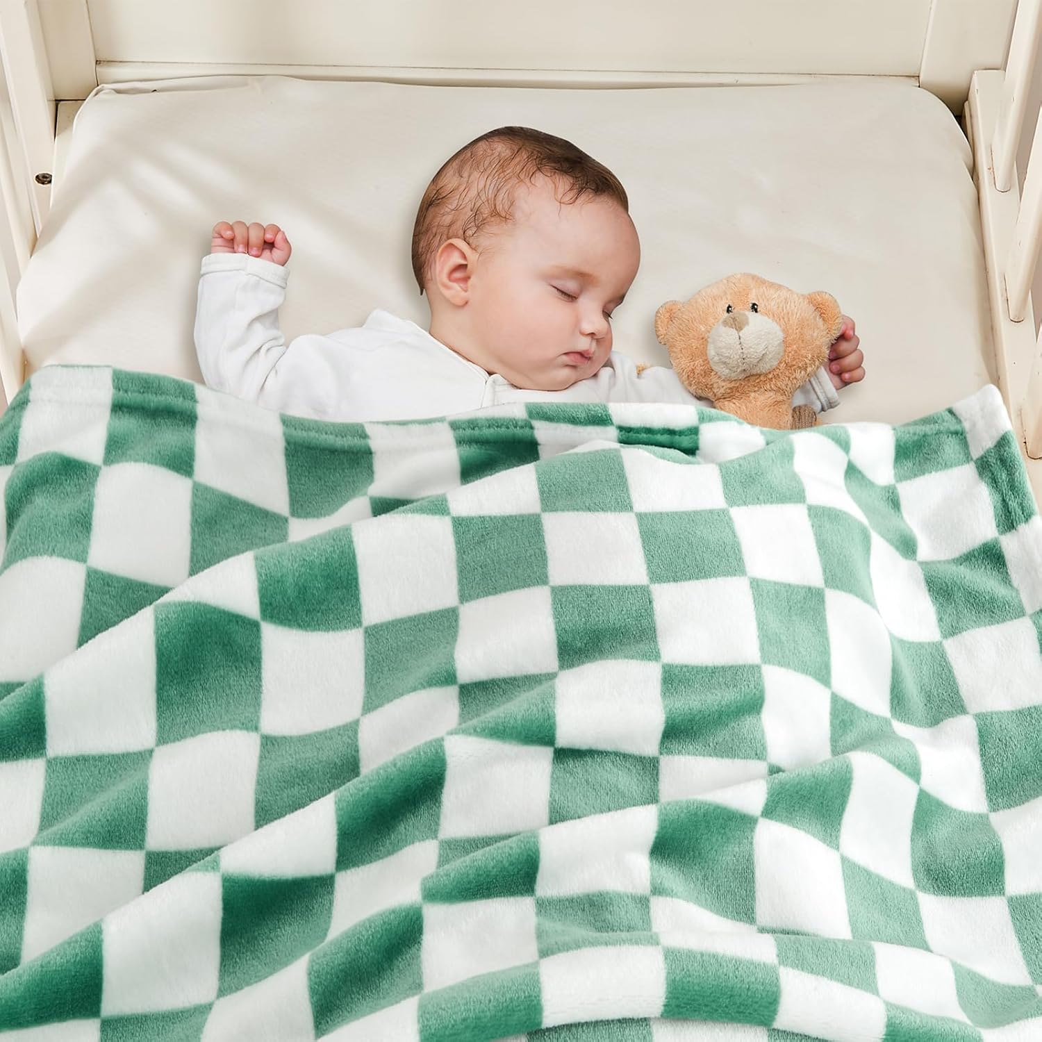 Yurhap Checkered Baby Blanket Fleece Baby Blankets for Boys, Ultra Soft Cozy Fluffy Infant Toddler
