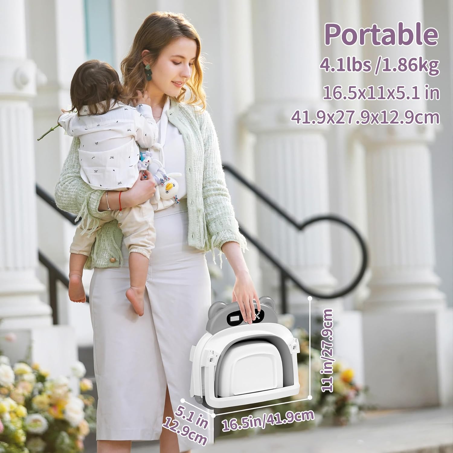 Collapsible Baby Bathtub for Newborn to Toddler (0-18 Month) - Portable Baby Bath Tub for Travel