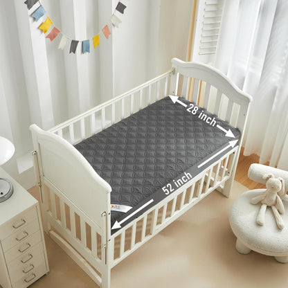 BEDLORE Waterproof Mattress Protector Crib, 2 Pack Soft Gray Mattress Pad, Noiseless Machine