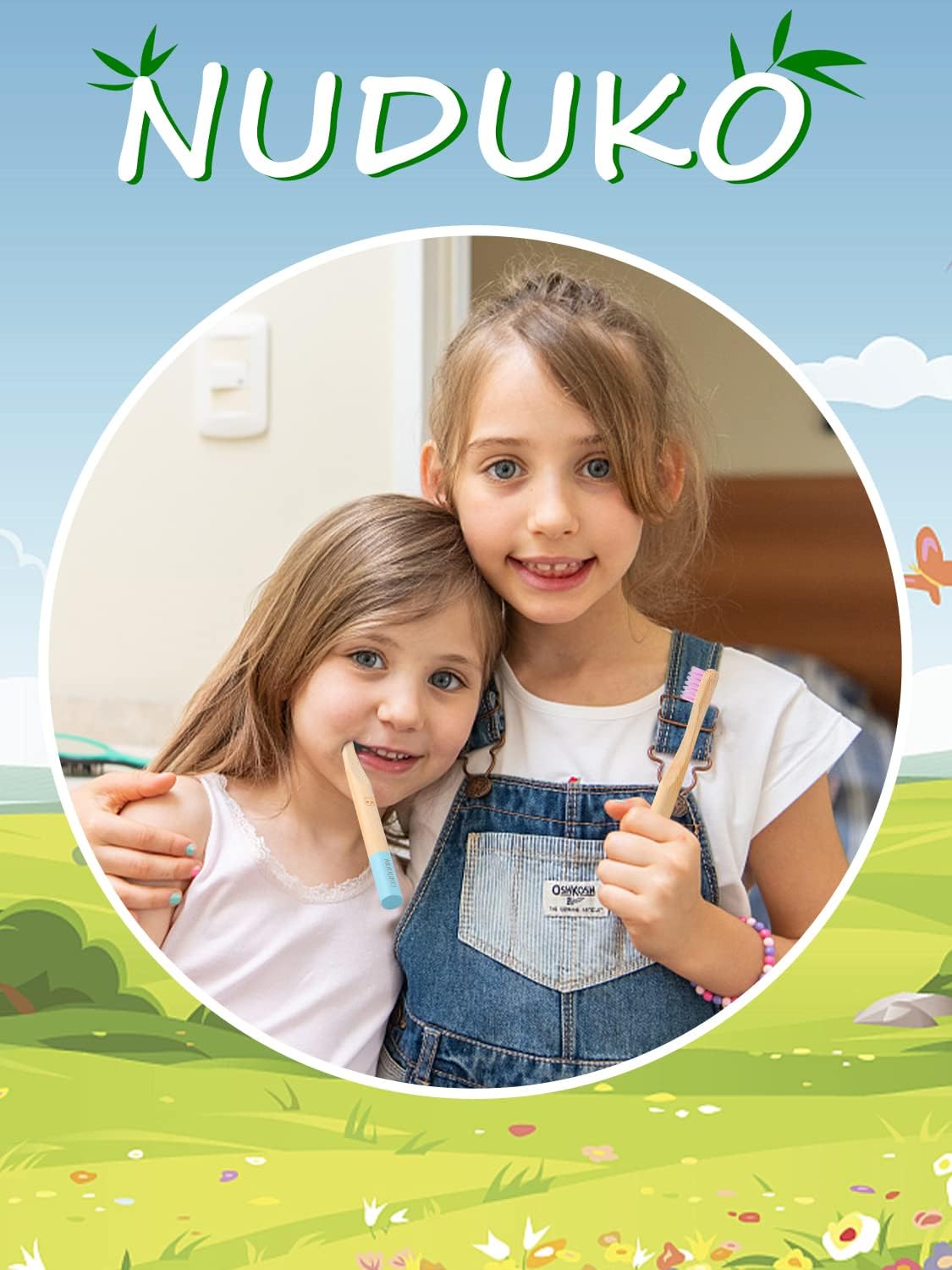 Bamboo Kids Toothbrushes (6 Pack) - Soft Bristle Organic Compostable BPA Free Toothbrush for Kids